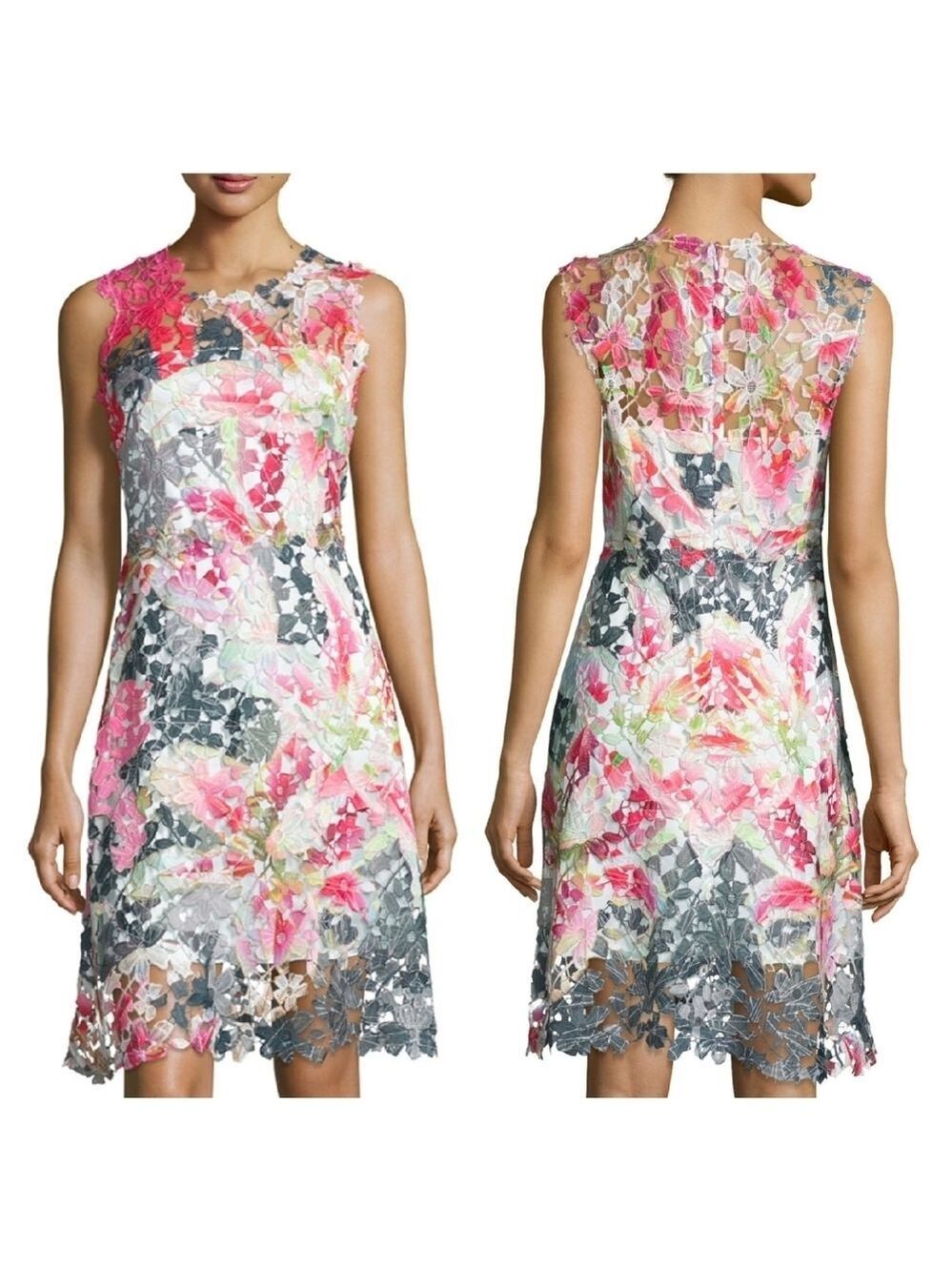 Elie Tahari 4 Dharma Sleeveless Floral Lace Dress